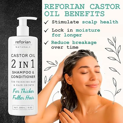 Castor Oil Hair Growth Shampoo & Conditioner 2-in-1 | Strengthen & Restore
