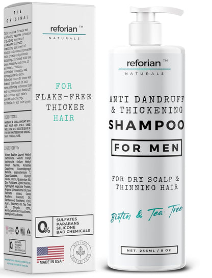 Anti Dandruff Shampoo for Men Tea Tree Oil Shampoo for Dandruff Treatment Natural Zinc Shampoo for Thinning Hair Thickening Shampoo for Men Hair Loss Mens Biotin Shampoo