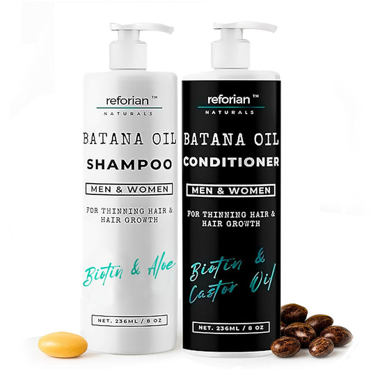 Batana Oil Shampoo & Conditioner Set for Thinning Hair – Growth & Thickening Formula – Sulfate-Free, Hydrating, Made in USA – 2 x 8 oz