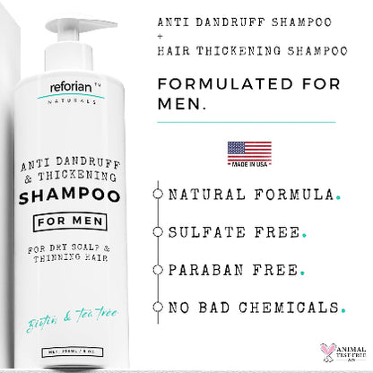 Anti Dandruff Shampoo for Men Tea Tree Oil Shampoo for Dandruff Treatment Natural Zinc Shampoo for Thinning Hair Thickening Shampoo for Men Hair Loss Mens Biotin Shampoo