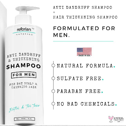 Anti Dandruff Shampoo for Men Tea Tree Oil Shampoo for Dandruff Treatment Natural Zinc Shampoo for Thinning Hair Thickening Shampoo for Men Hair Loss Mens Biotin Shampoo
