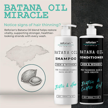 Batana Oil Shampoo & Conditioner Set for Thinning Hair – Growth & Thickening Formula – Sulfate-Free, Hydrating, Made in USA – 2 x 8 oz