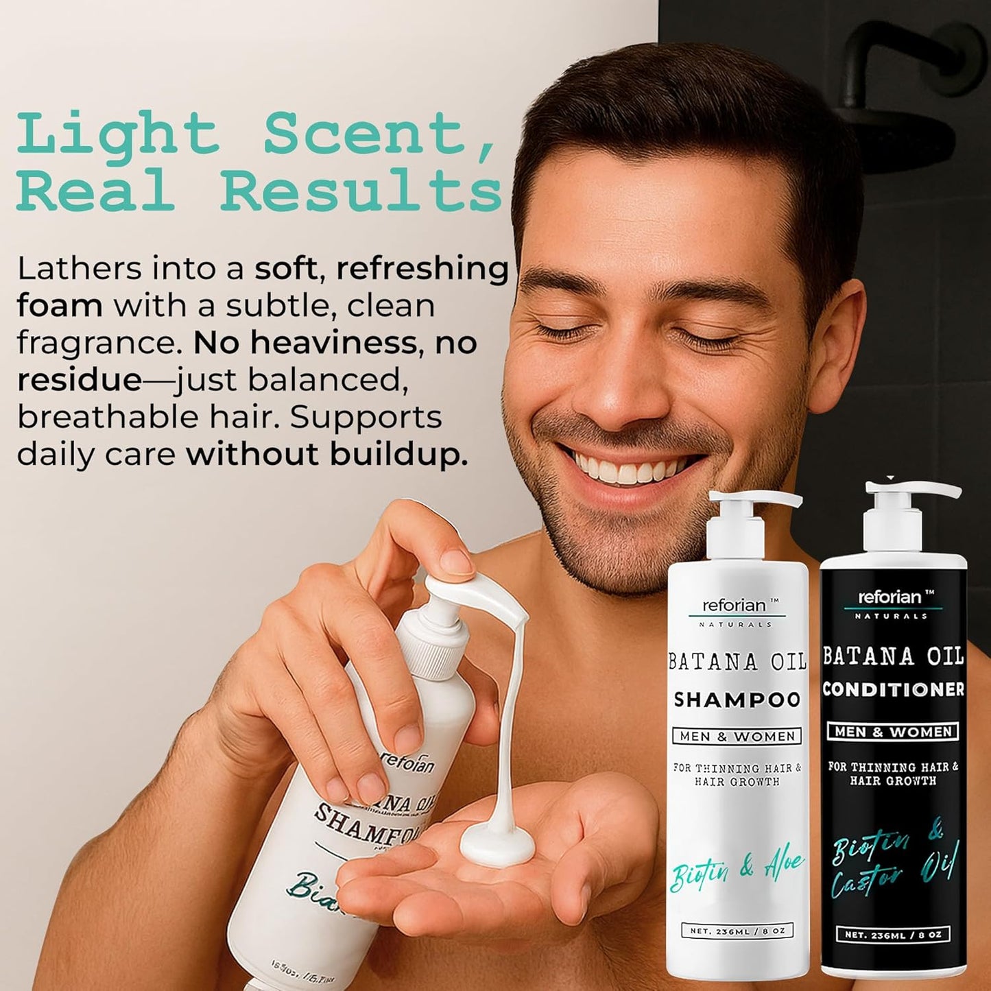 Batana Oil Shampoo & Conditioner Set for Thinning Hair – Growth & Thickening Formula – Sulfate-Free, Hydrating, Made in USA – 2 x 8 oz