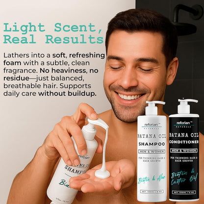 Batana Oil Shampoo & Conditioner Set for Thinning Hair – Growth & Thickening Formula – Sulfate-Free, Hydrating, Made in USA – 2 x 8 oz